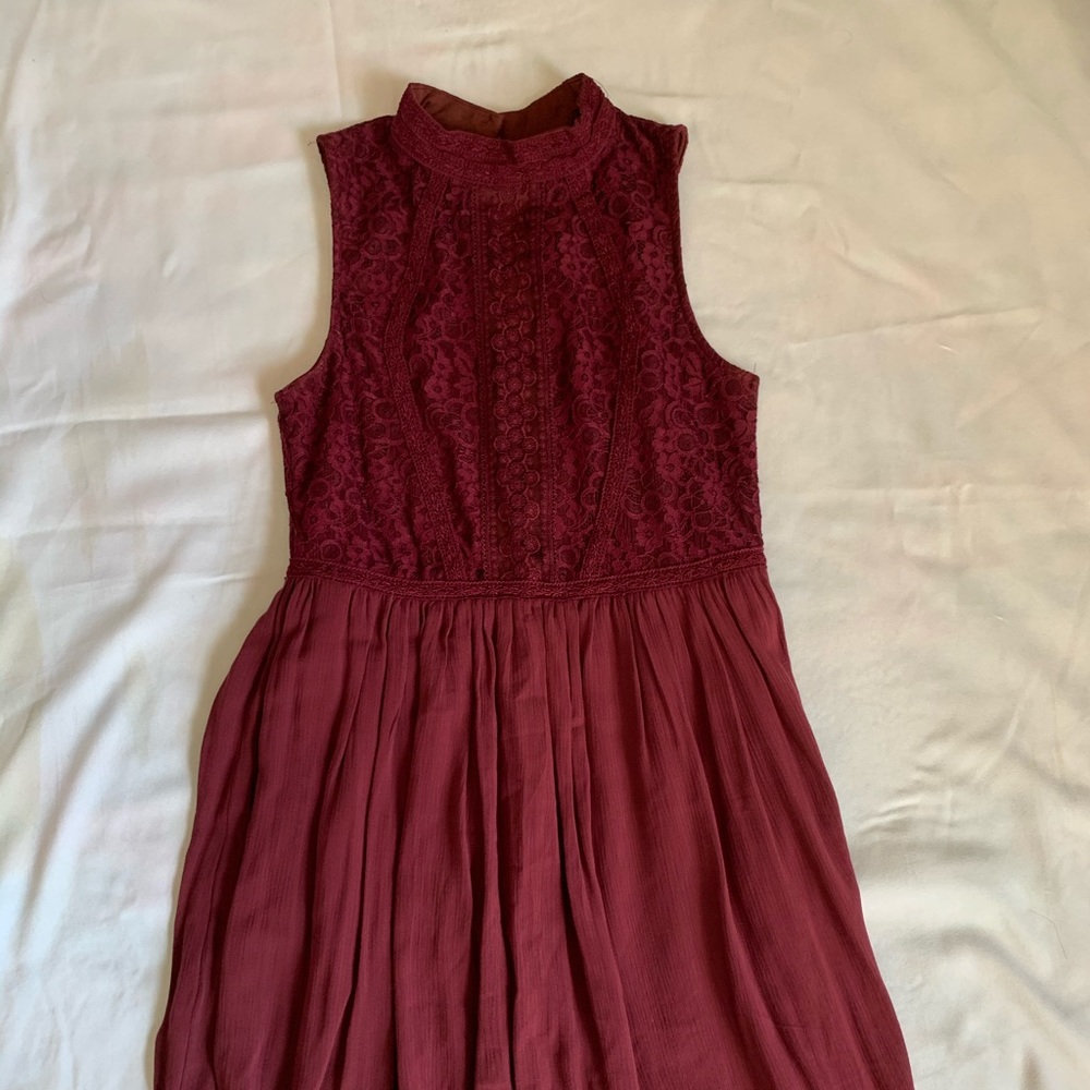 Maroon turtleneck style dress